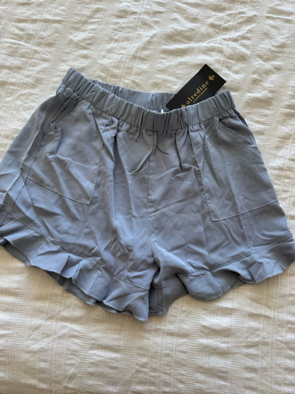 Light Blue Ruffle-Hem Women's Skort with Elastic Waist